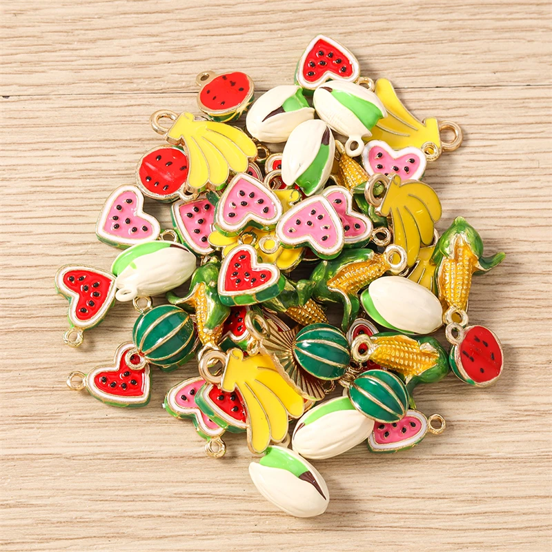 5 Stück süße Obst Charms Emaille Lebensmittel Banane Wassermelone Mais Charms Anhänger für Schmuckherstellung Halsketten Ohrringe DIY Handwerk Geschenke – Detail 12
