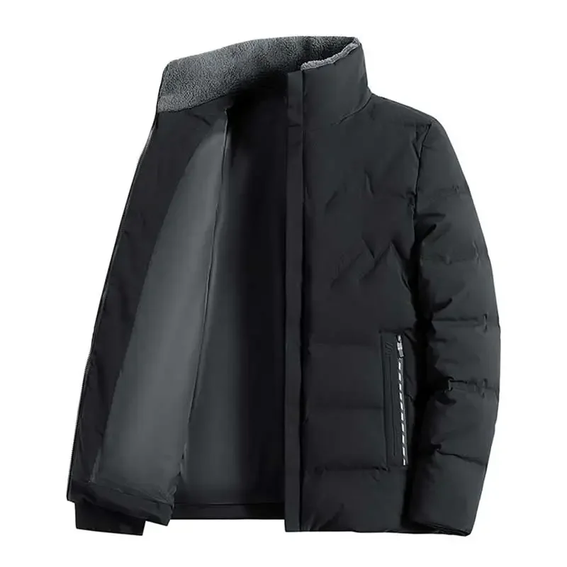 

4XL Winter Men Thick Plush Warm Jacket For Men Windproof Lightweight Down Jacket Men Casual Stand Up Collar Down Coat Male
