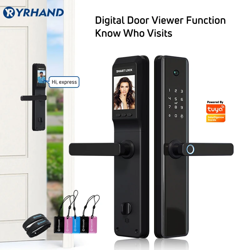 

Camera Cat eye cerradura intelige Waterproof Tuya Fingerprint Security Intelligent Smart WiFi APP Password Electronic Door Lock