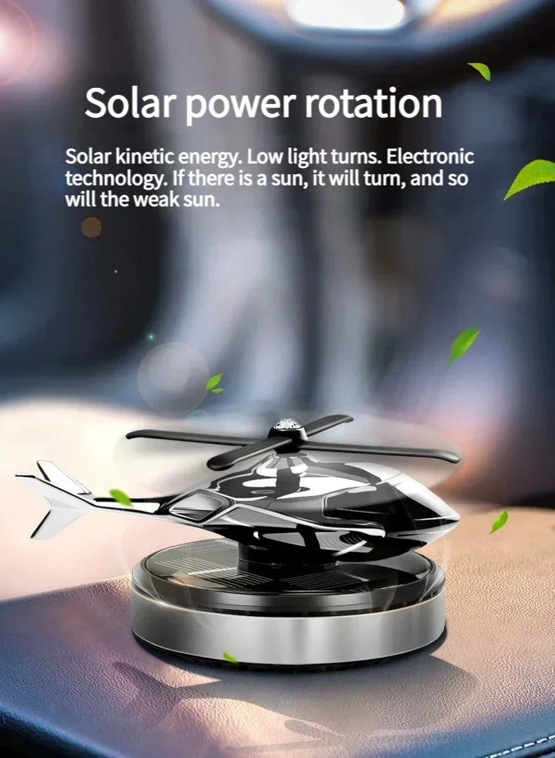 Neue Auto Lufterfrischer Solar Hubschrauber Dekoration Legierung Propeller Rotierenden Auto Aroma Parfüm Diffusor Innen Zubehör – Detail 6