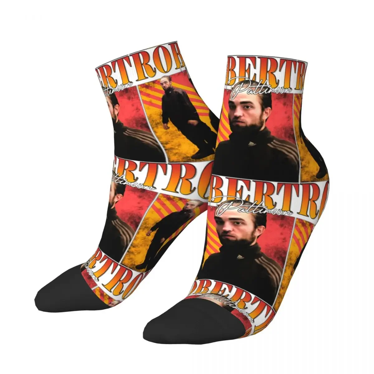 Cool Mens Funny Robert Pattinson Standing Meme Dress Socks Unisex Warm Breathbale 3D Printed Rtero Humor Rob Crew Socks