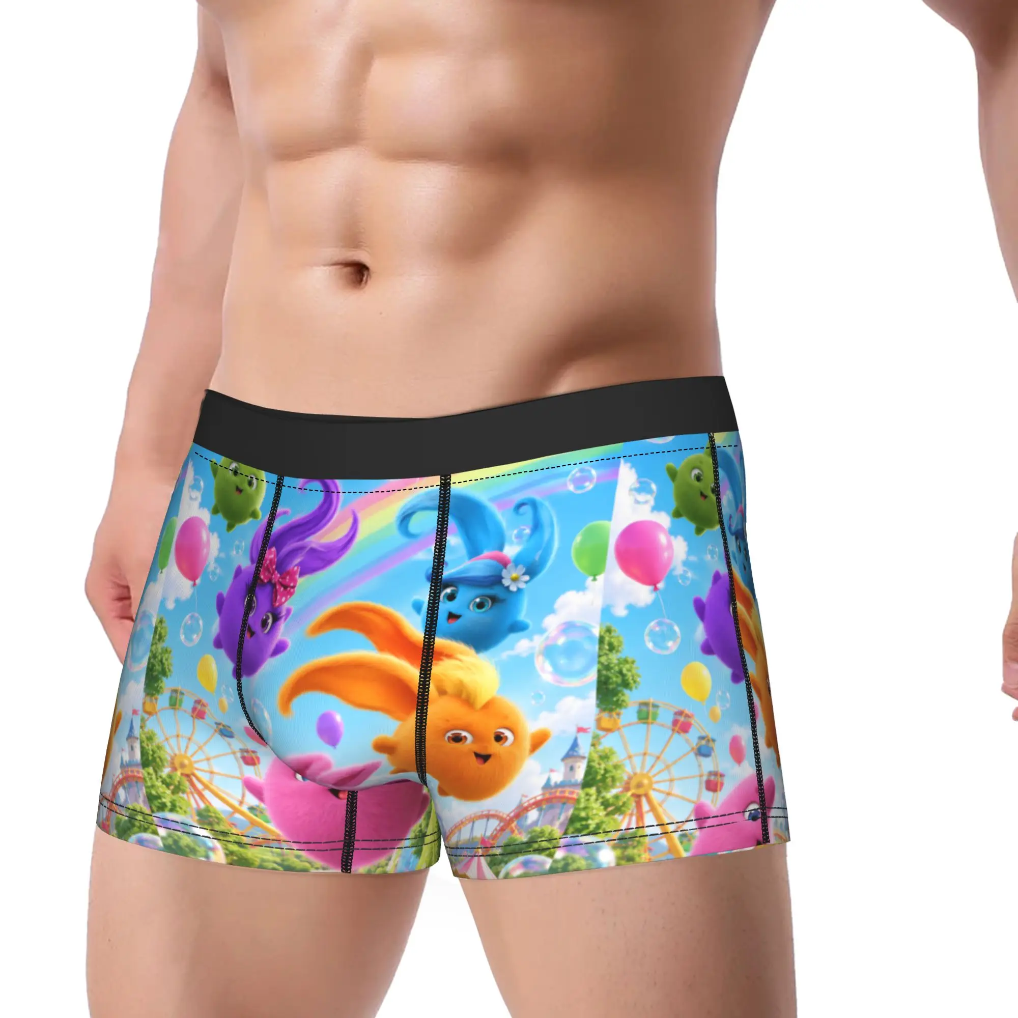 Sunny Bunnies five colourful balls Underwear  Funny Panties Pattern Boxer Brief For Men 3D Pouch Large Size Boxershorts