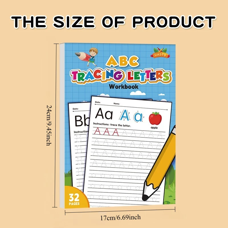32-Page Children's A-Z Alphabet and Numbers 1-10 Learning Book, Including Abc Tracing Practice Book, Uppercase and Lowercase Letter Practice, Preschool Children's Pen Control Training, with Color Block Page Design, to Develop Early Writing Skills and Reading Preparation Abilities