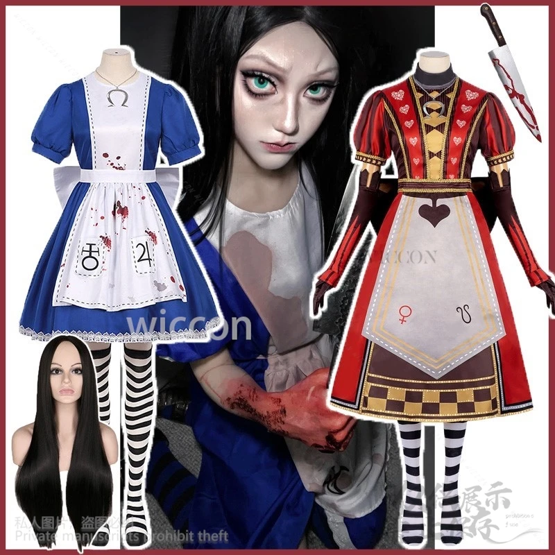 Anime Game Alicee Prinses Jurk Cosplay Kostuum Madness Maid Schort Lolita Pruiken Props Voor Vrouwen Meisjes Halloween Party Aangepast