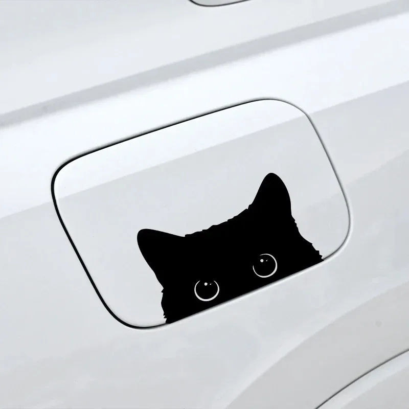 LYKX Car Sticker Accessories Poor Cat Is Stealing with Big Eyes Watch Vinyl Car Styling Cover Waterproof PVC