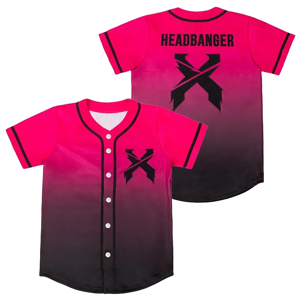 Excision HEADBANGER Baseball Jersey Men Women Harajuku Thin button Baseball uniform Oil Slick Baseball Jersey For Concert Site