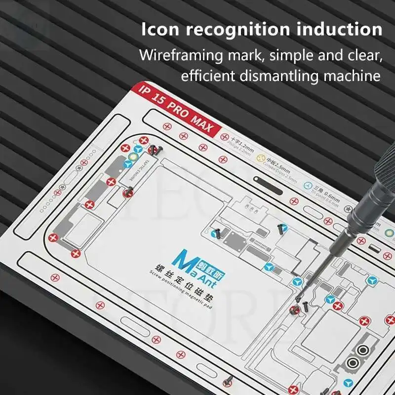 Cuscinetto di posizionamento della vite magnetica MaAnt per telefono X-15PM posizionamento della vite a doppio lato riparazione del telefono con Pad magnetico flessibile morbido
