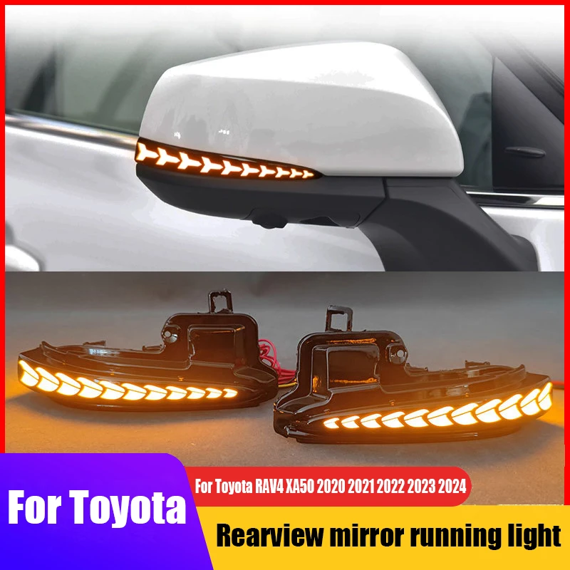 

for Toyota RAV4 XA50 2021 2022 2023 2024 Car rearview mirror flowing light assembly with a blue light and yellow light