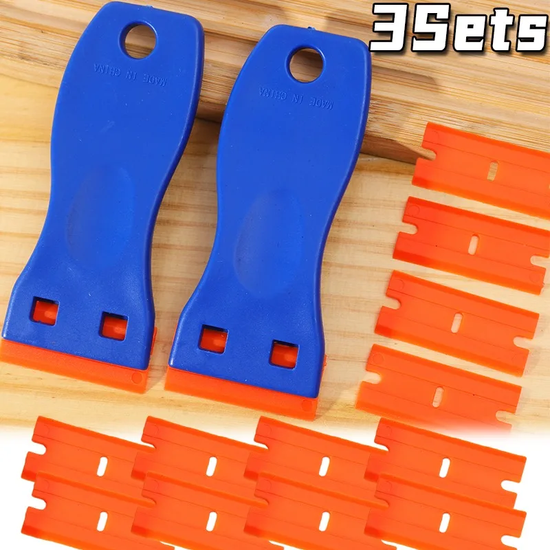 

3 комплекта, многофункциональный скребок для чистки оконного стекла автомобиля с пластиковыми лезвиями, скребок для чистки напольных этикеток, наклейка