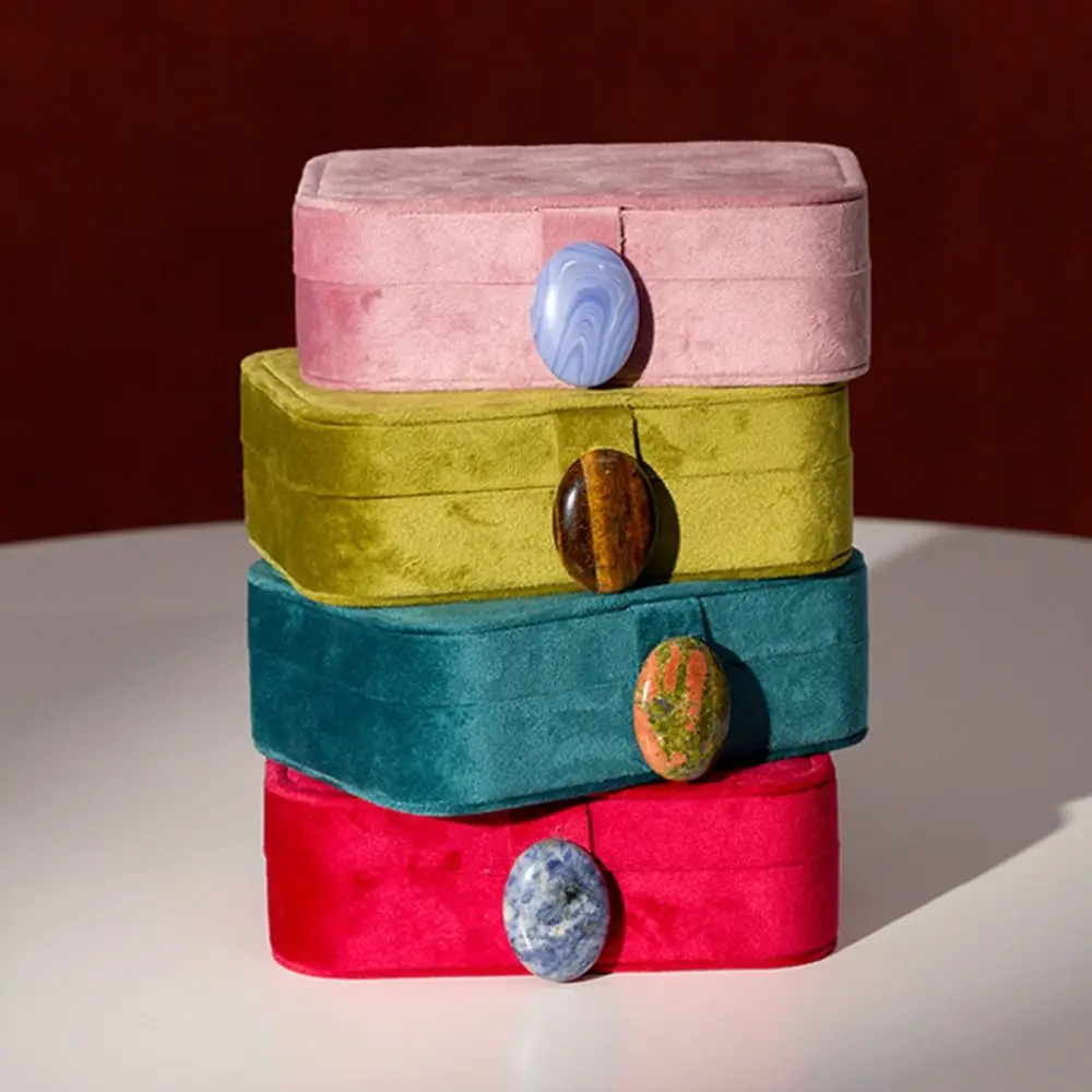 

Large Capacity Velvet Jewelry Box Exquisite Multi-compartment Storage Box Solid Color Stone Travel Jewelry Box Travel Use