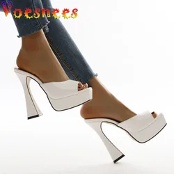 2022 New High Heels Women Office Sandals Fashion Square Head Platform Female Slippers Summer Dress Wedding Ladies Pumps Shoes