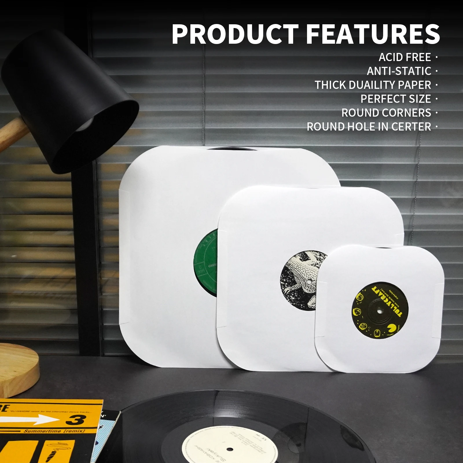 حار 20 قطعة خالية من الأحماض مكافحة ساكنة الأبيض كرافت ورقة الداخلية كم 12 بوصة LP سجل مع ثقب و الزاوية المستديرة الداخلية حقيبة حامي