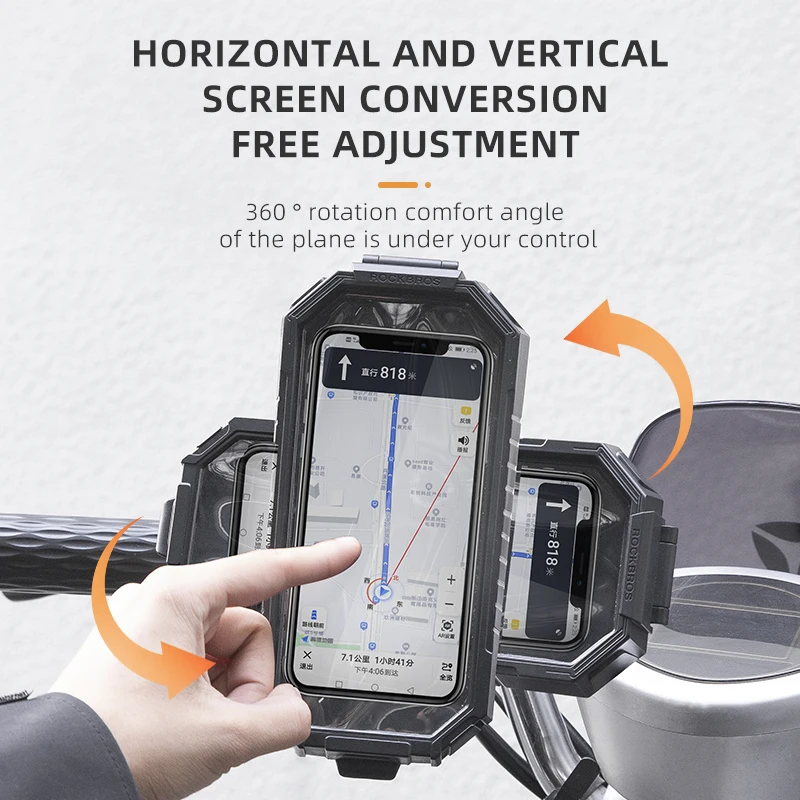 ROCKBROS Phone Holder for Bike or Motocycels Automatic Locking Anti-Shock Bicycle Mobile Phone Holder Thickened Non-Slip Bracket
