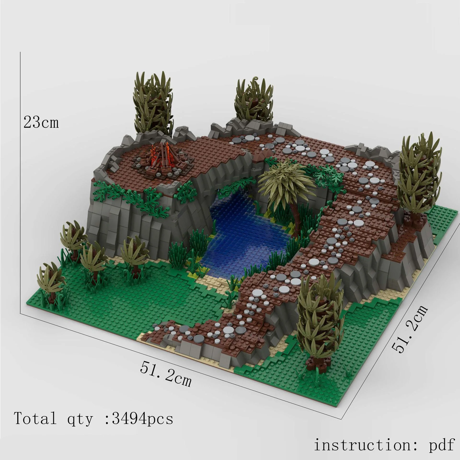 Savage Tribe Bricks Toys High Difficulty MOC Bonfire River Pond Cave Wilderness Survival Building Blocks Compatible With LEGO
