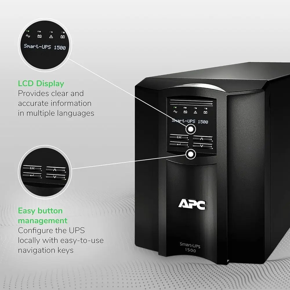120V ラインインタラクティブ正弦波 UPS、SmartConnect 搭載、1500VA バッテリーバックアップ、AVR 保護