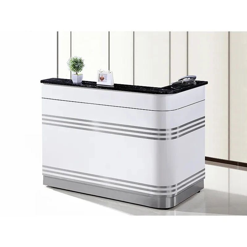 *Wholesale Modern Luxury Hotel Hospital School Office Wood L-Shaped Small Front Reception Desk Customizable Color Custom Size