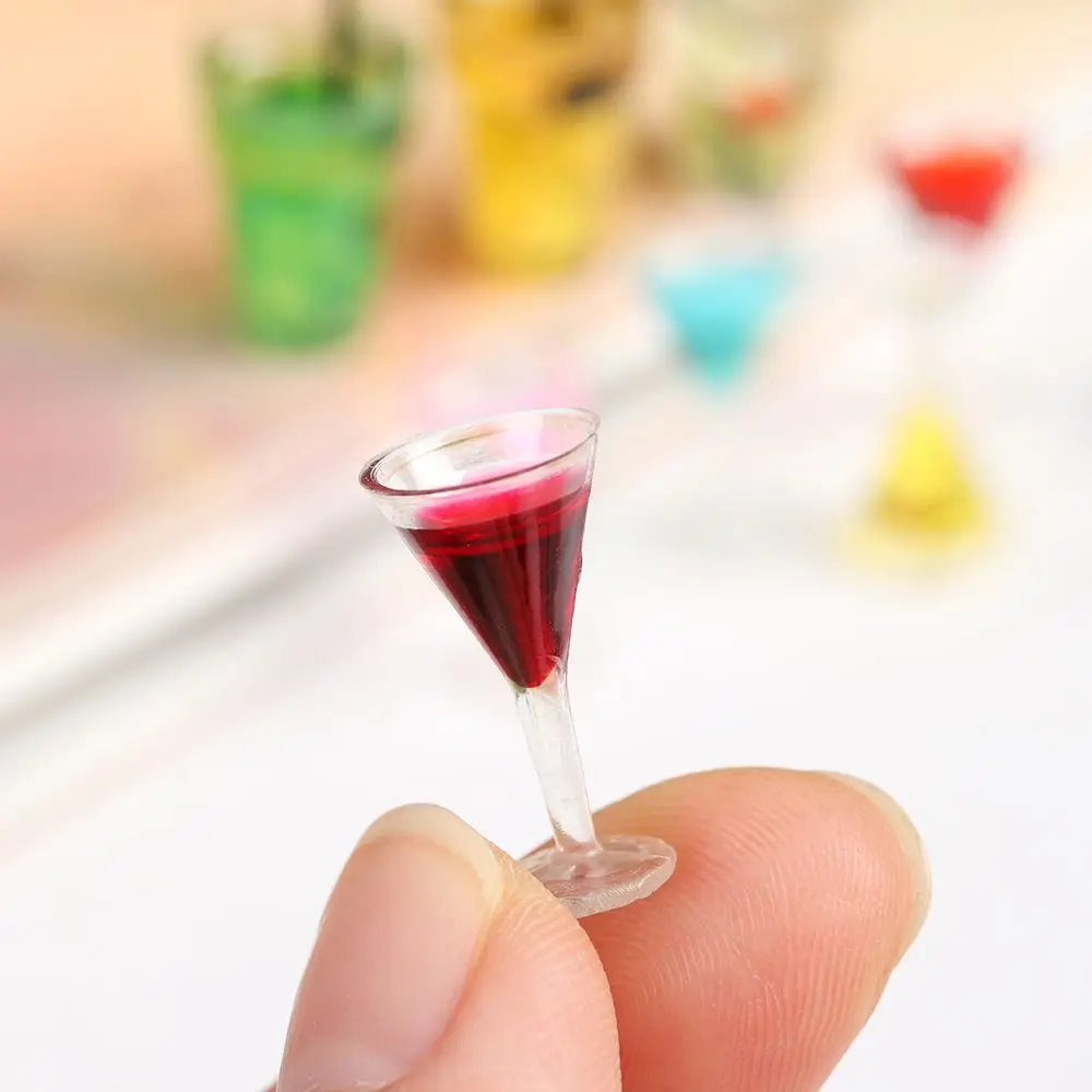 الحلي كوكتيل المشهد الصغير دمية لعبة صغيرة شاي الفواكه المشهد نموذج بيت الدمية الملحقات مصغرة الغذاء اللعب اطلاق النار