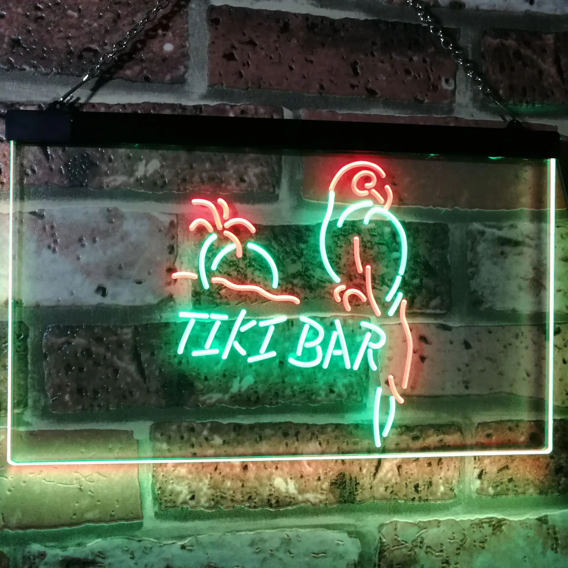 

TIKI BAR. with Parrot Dual Color Led Neon Sign st6-i2331