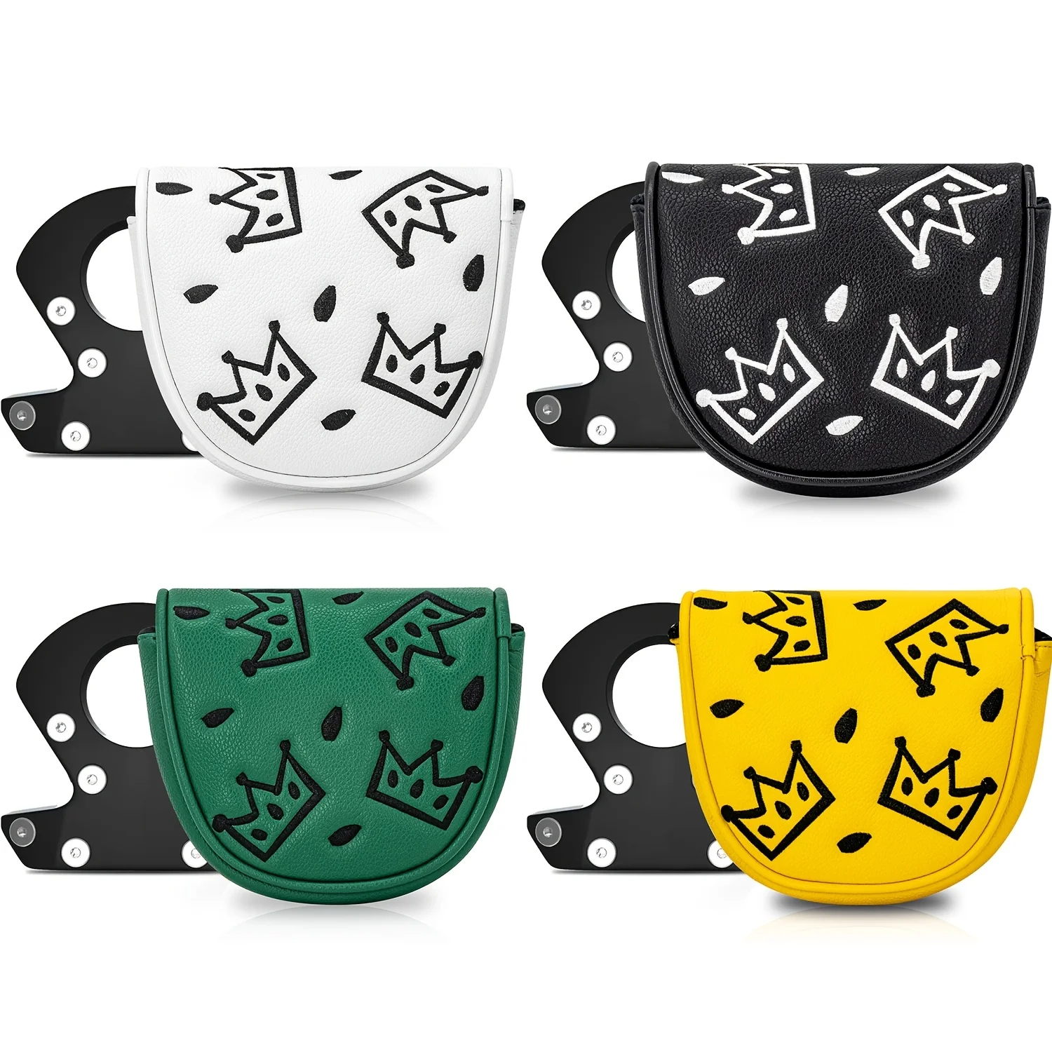 1pc Golf Club Headcover - Crown Pattern Mallet Putter Headcover | Multiple Color Options | PU | Magnetic Closure