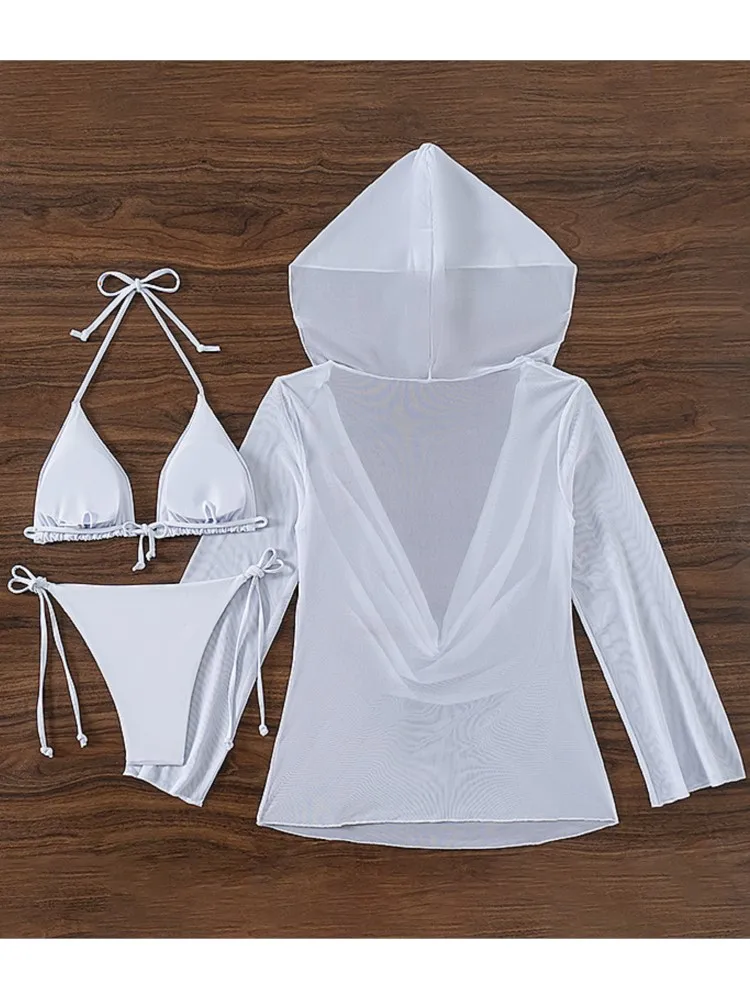 طقم مايوه بيكيني نسائي مكون من 3 قطع ، ملابس بحر مثيرة ، بدلة سباحة ، بدلة سباحة ، ملابس سباحة نسائية ، فستان متعرج ،