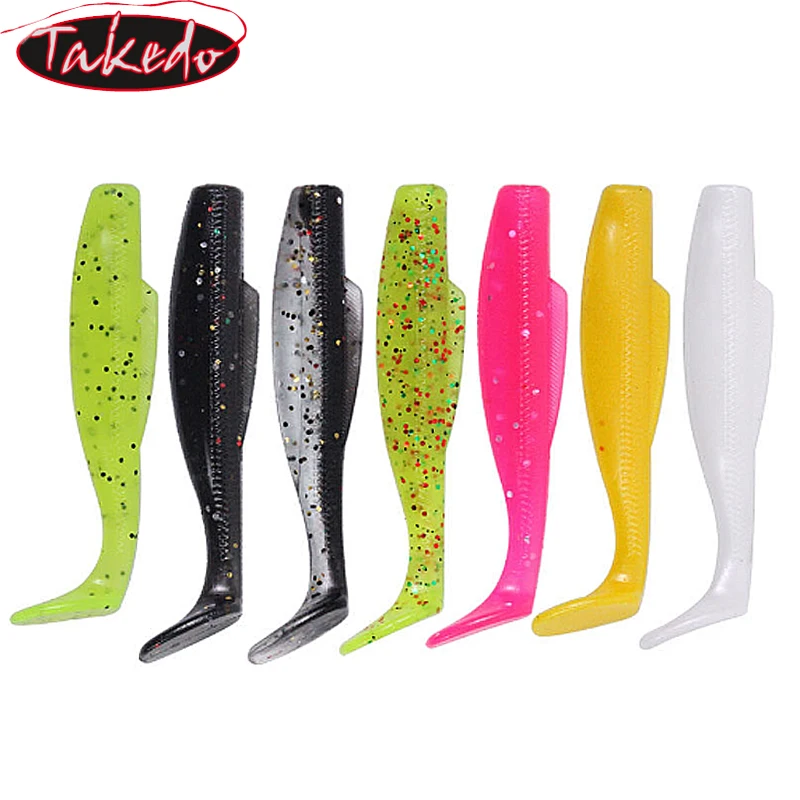 TAKEDO 6PCS/BAG 8CM 3.5G TPR Material Floating Bait Soft Insect Lure Wobblers Fishing Tackle T Tail Wrom Soft Bait For Sea Bass