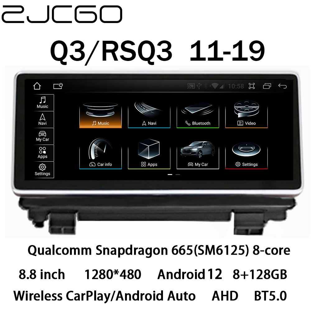 

ZJCGO Car Multimedia Player Stereo GPS Radio Navigation NAVI Android 12 Screen MMI MIB 3G System for Audi Q3 8U RSQ3 2011~2019