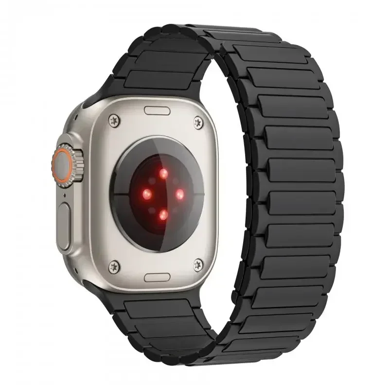 Magnetic Silicone Sports Band for Apple Watch Ultra 2 49mm 10 46mm 42mm Comfortable Replaceable Wristband iWatch 9 8 7 6 5 4 SE
