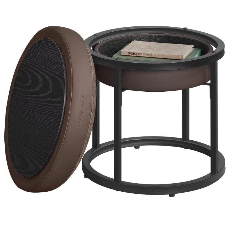 Home ottoman round dresser with reversible top round side end coffee table