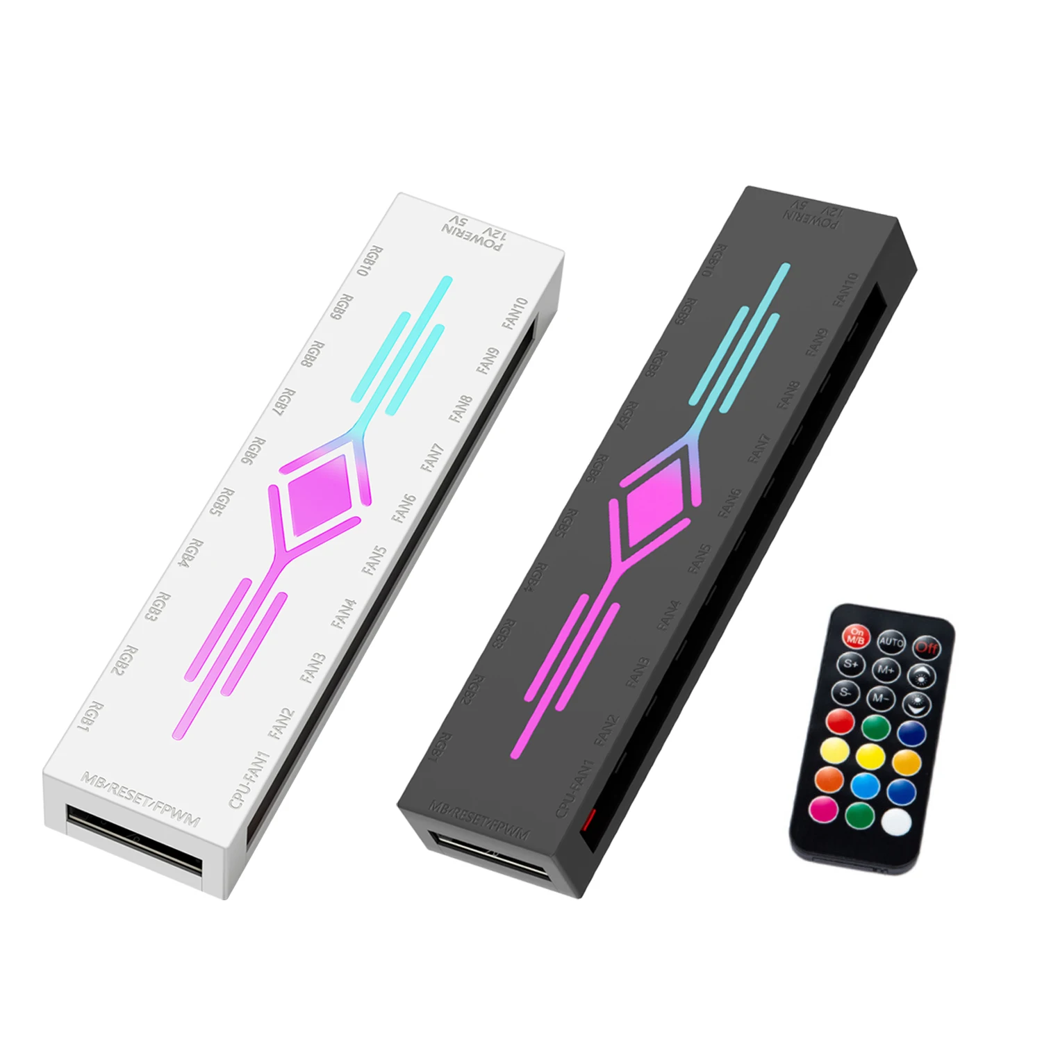Baleia de gelo k10 1 a 10 pwm e argb caso ventilador hub sata interface de alimentação divisor 4pin pwm 3pin argb endereçável com controle remoto