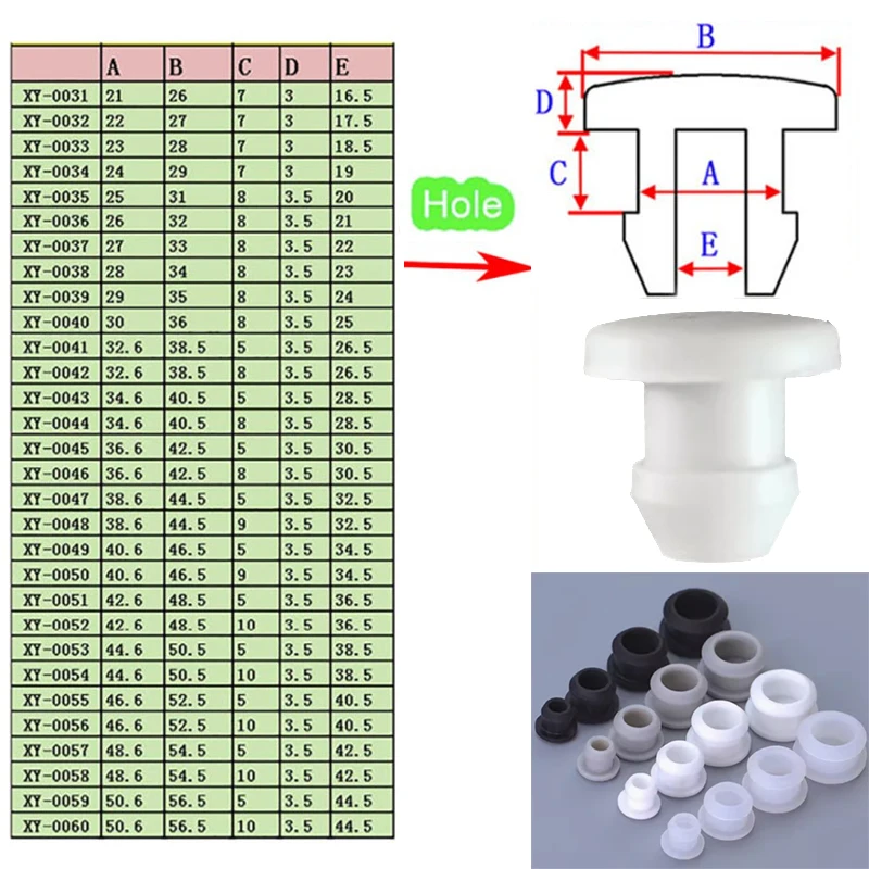 White T Type Silicone Rubber Snap-on Hole Plug 2.5-50.6mm Dust-proof Waterproof Round Blanking End Cap Inserts Seal Stopper image 3
