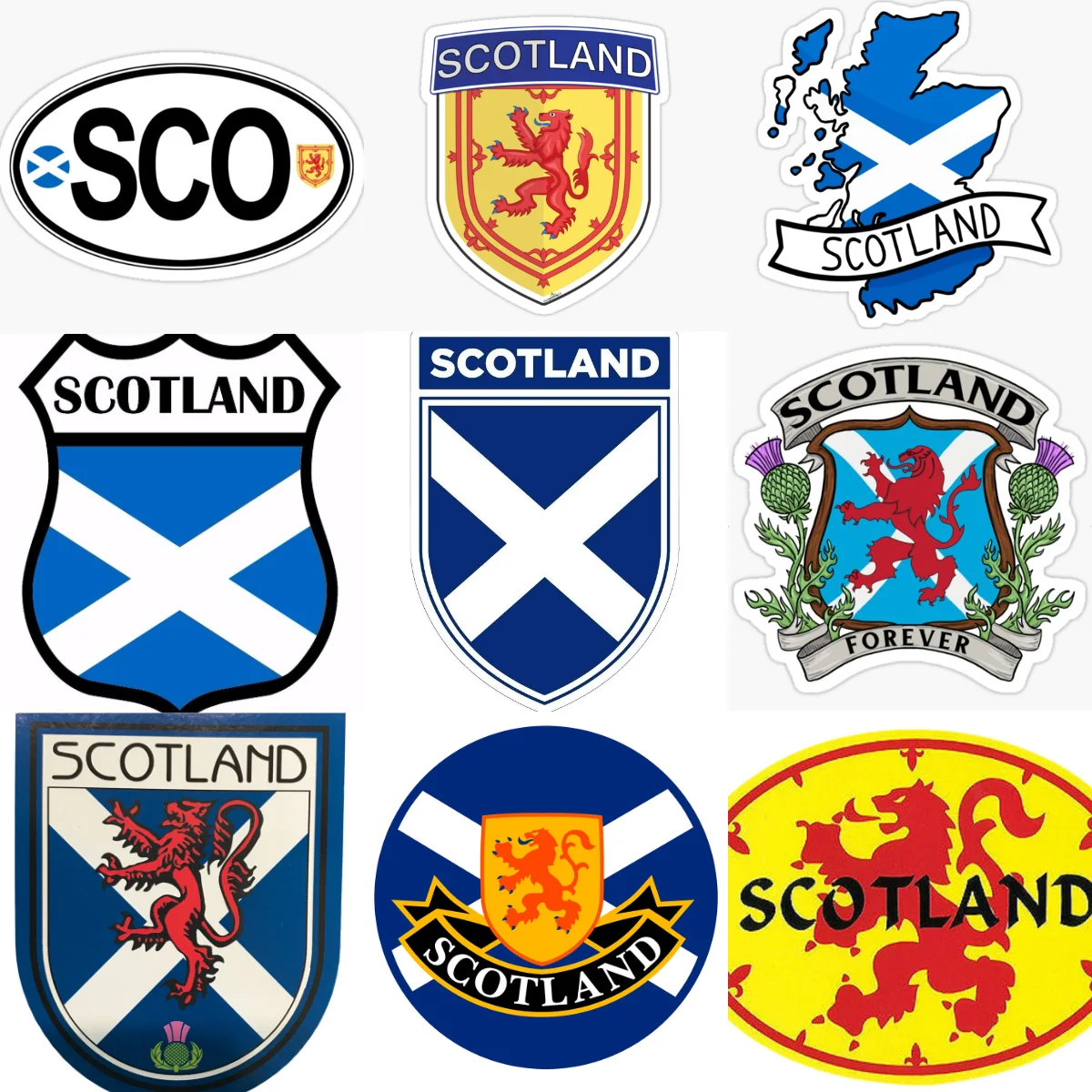 

SCO Scotland Flag Map National Emblem PVC Creative Car Stickers for Car Bicycle Window Motorcycle Helmet Wall Accessories