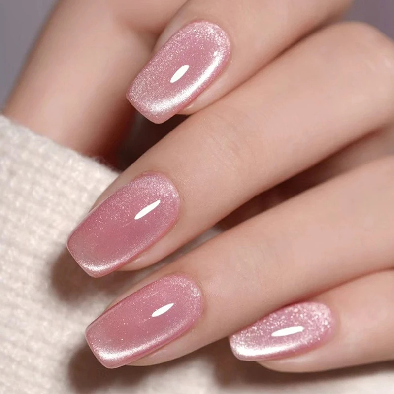 24 teile/satz Künstliche Nägel Cat Eye Französisch Tipps Dekoration Faux Drücken Sie Auf Falsche Nagel Glitter Tragbare Acryl Set Drücken Sie auf Nagel Tipps