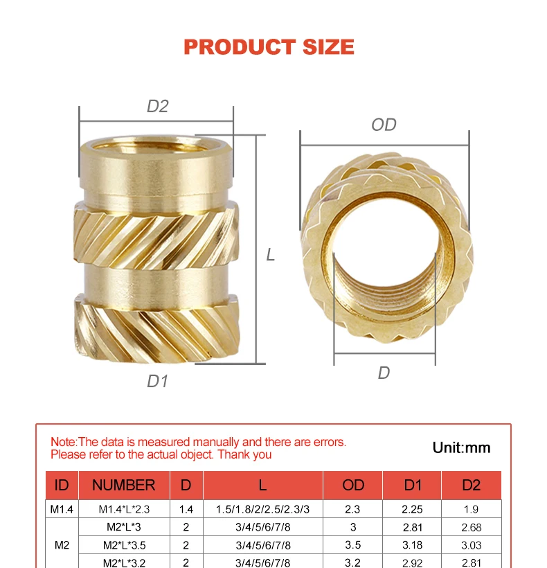 M2 M2.5 M3 M4 M5 M6 Heat Brass Insert Nut Kit Metric Thread Hot Melt Molding Injection Embedded Inserts With Box For 3d Printer