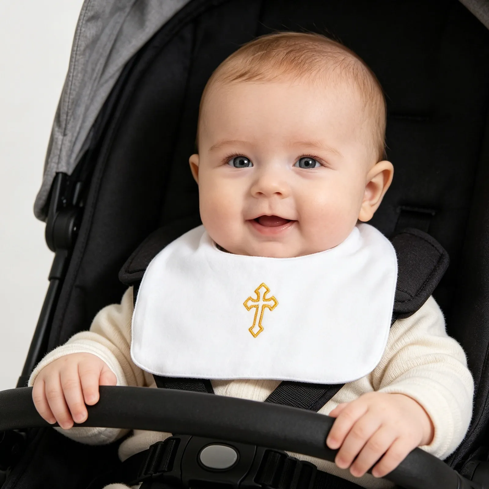 Cotton Baby Drool Bibs with Snap Closure, Soft Feeding Neck Towel for Boys and Girls, Baptism Ceremony, 10.4x9.4 Inch