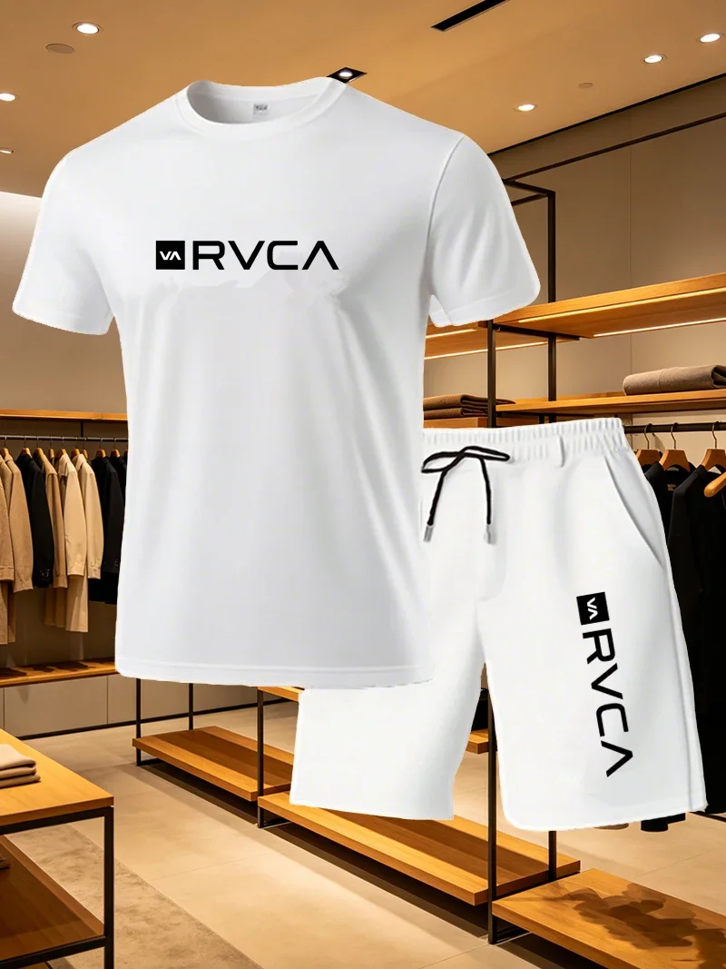 Hot Sale 2026 Men's T-Shirts Sets O-Neck Short Sleeve+Sports Shorts Quick Dry Casual Street Fashion Home Outdoor Running 2 Piece