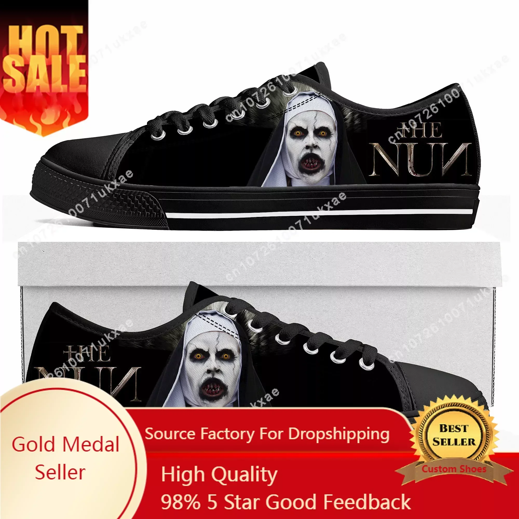 

Movie The Nun series Low Top Sneakers Mens Womens Teenager Canvas High Quality Sneaker Casual Custom Made Shoes Customize Shoe