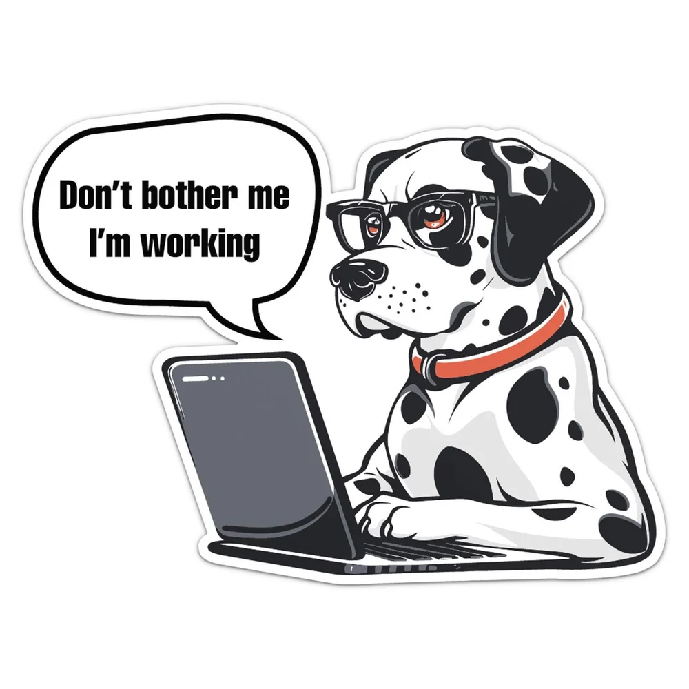 Funny Business Dalmatian Dog Vinyl Car Sticker Self Adhesive Decal for Car Body and Laptop Exterior Decoration
