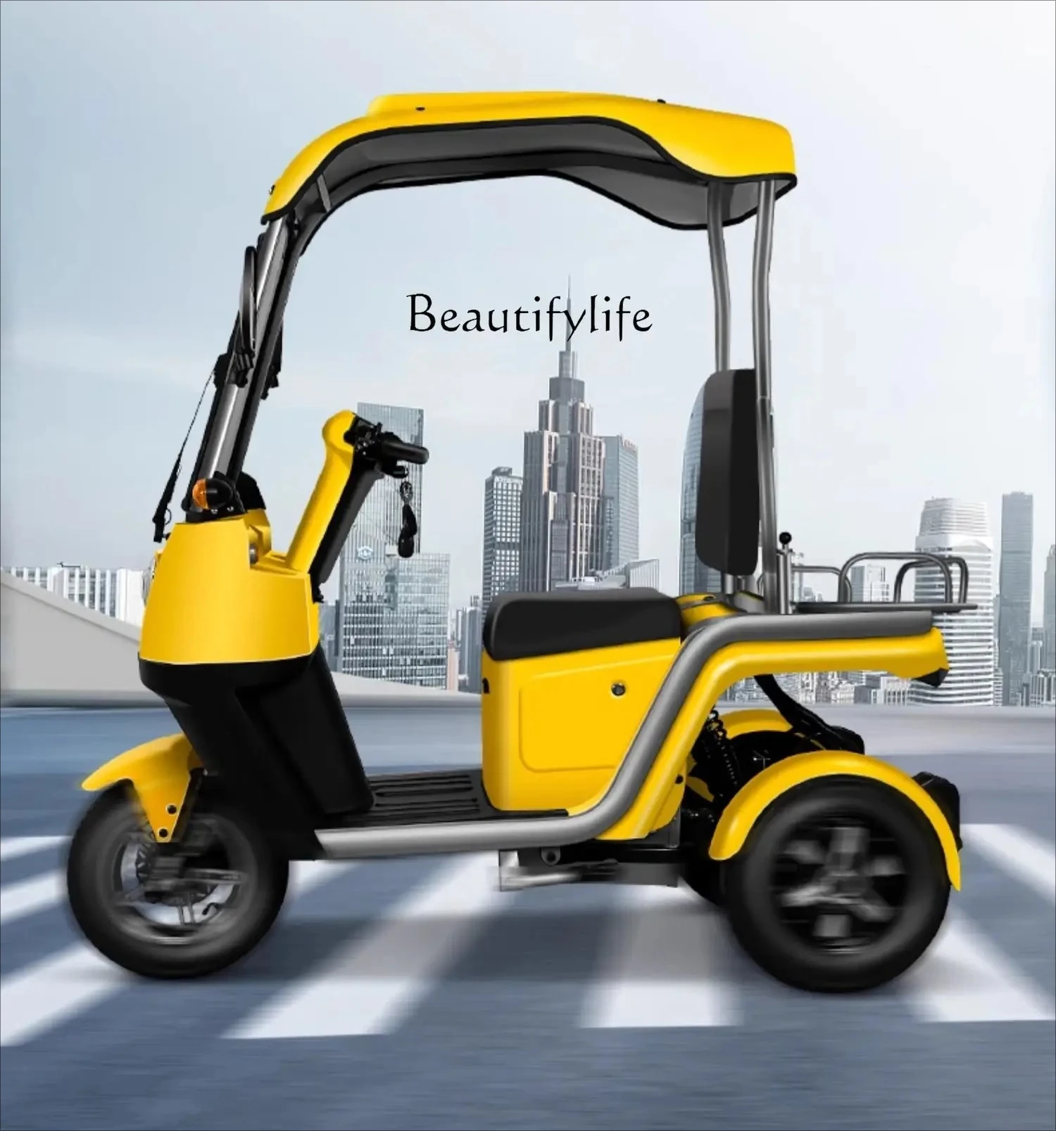 

01New minibus electric three-wheeled takeaway car with shed to pick up children's home tumbler swing electric car