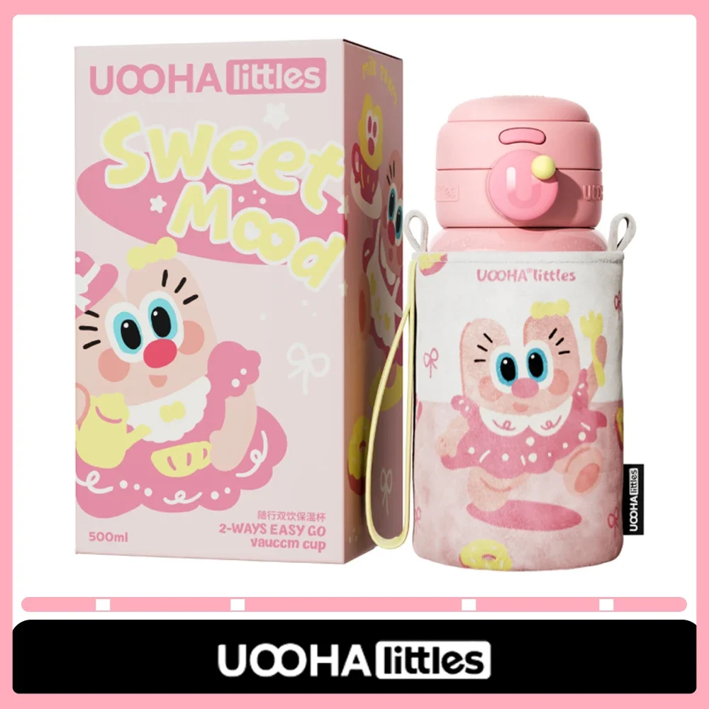 

Uooha Kawaii милая соломенная встроенная чашка для воды, бутылка с сохранением тепла, портативный чайник из нержавеющей стали 500 мл 316, внутренний вкладыш