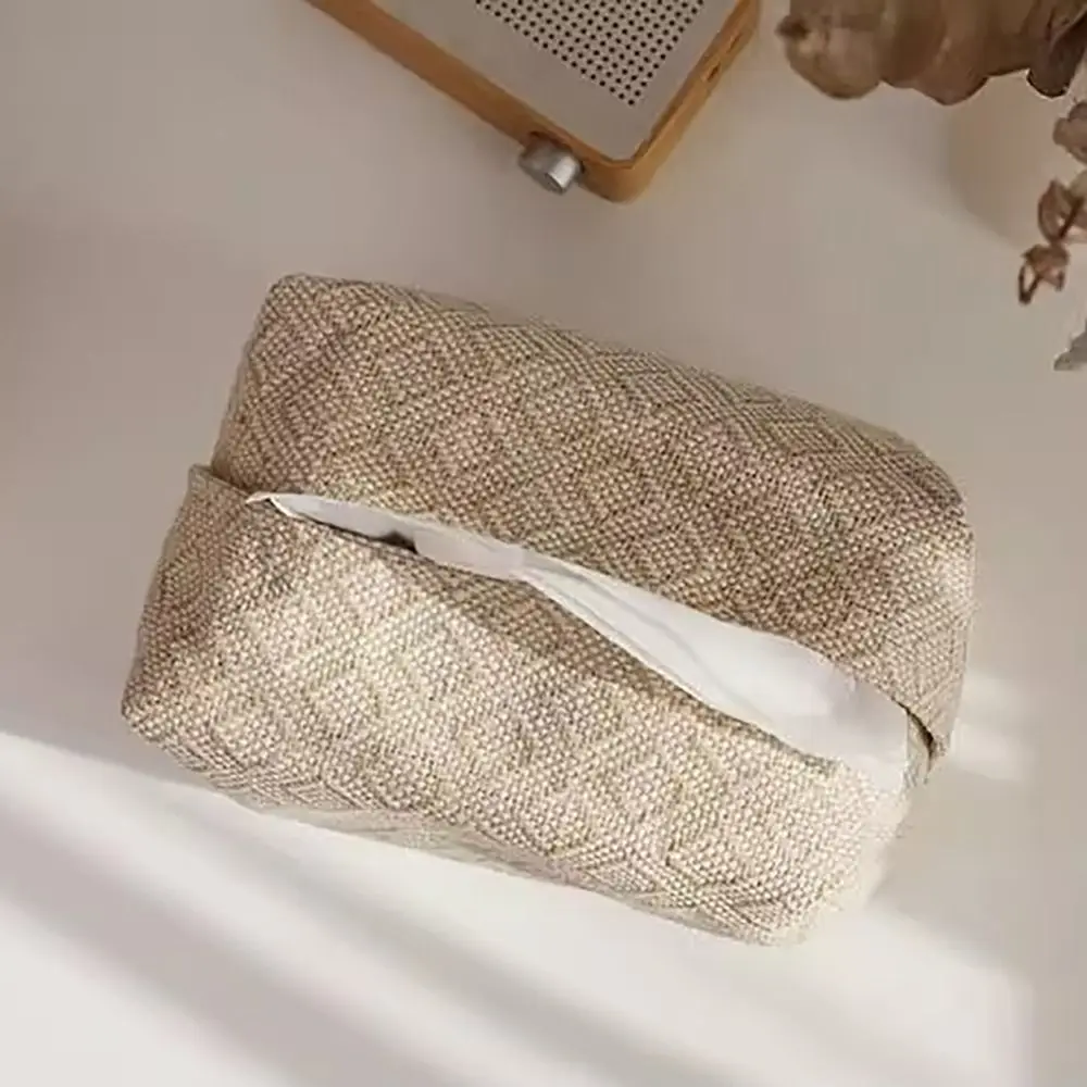 Kreative Leinen-Baumwoll-Taschentuchbox im japanischen Stil, große Kapazität, Taschentuchboxen, Behälter, Vintage-Servietten-Organizer, Teetisch – Detail 5