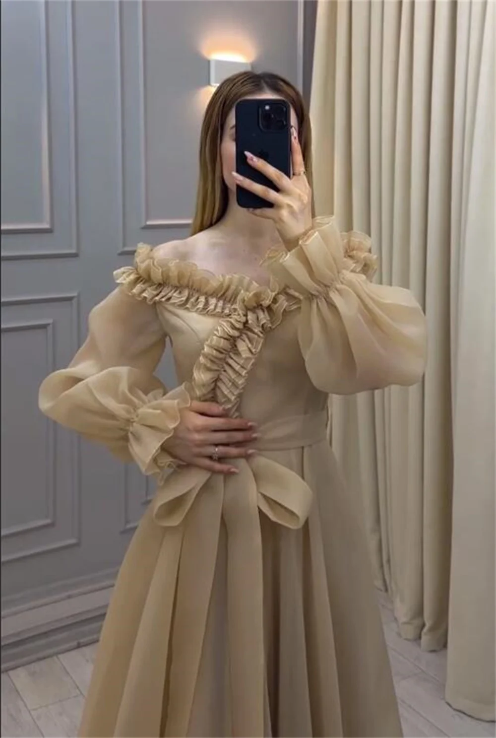 Formal Dress Prom Saudi Arabia Off-the-shoulder Ball Floor Length Skirts Tulle Draped Bows Ribbon Bespoke Occasion Dresses Eveni