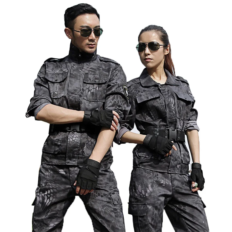 أسود بيثون الصيد الصيد ملابس الرجال التكتيكية هنتر زي قتال موحد بنطلونات مموهة كالزي العسكري غيلي الادسنس دعوى الإناث التمويه مجموعات #2