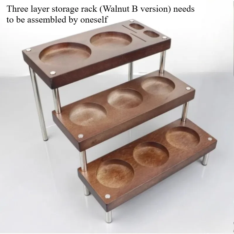 Coffee Walnut Solid Wood 12-hole Rack Italian Coffee Powder Cloth Powder Dispenser Base Three-layer Storage Support Rack