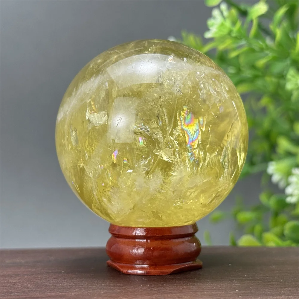 

Natural High-Quality Yellow Crystal Ball Aura Therapy Meditation Energy Quartz Ball Home Feng Shui Degaussing Ornaments Gifts