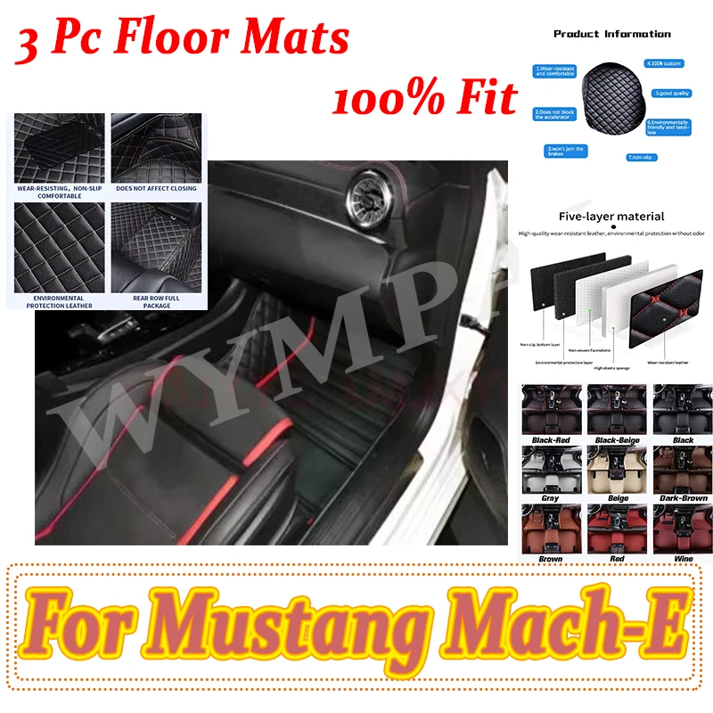Luxury Custom Car Floor Mats For Ford Mustang Mach-E 2021 2022 Foot Pads Automobile Carpet Cover Interior Accessories Full set