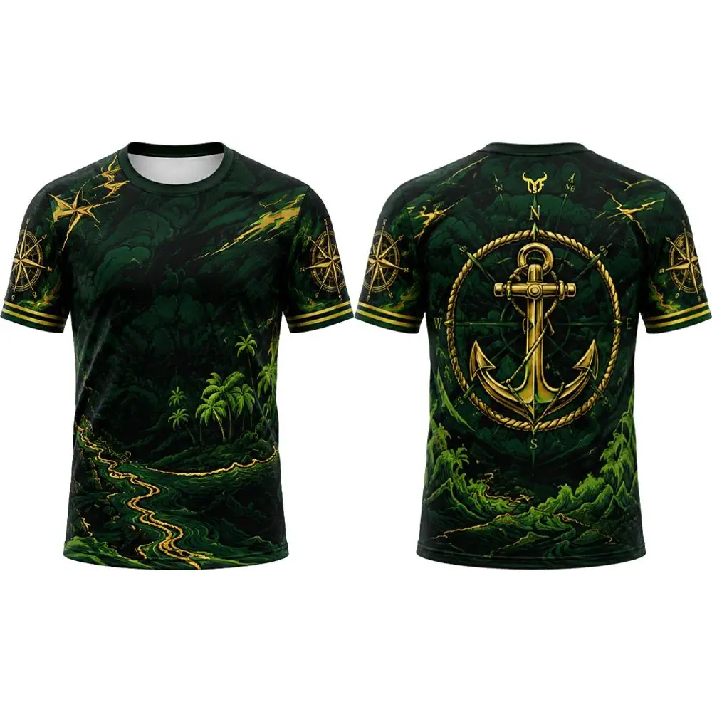 New Vintage Nautical Style T-shirt Men's summer skull Anchor graphic O-neck short sleeve top Men's Gothic casual streetwear tee view 3