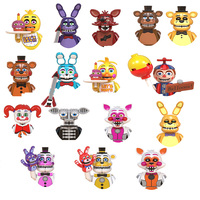 Game Character Cartoon Building Block Midnight Thriller Nightmare Chica Bonnie Fox Bonnie Bear Mini Action Assembly Toy Kid Gift