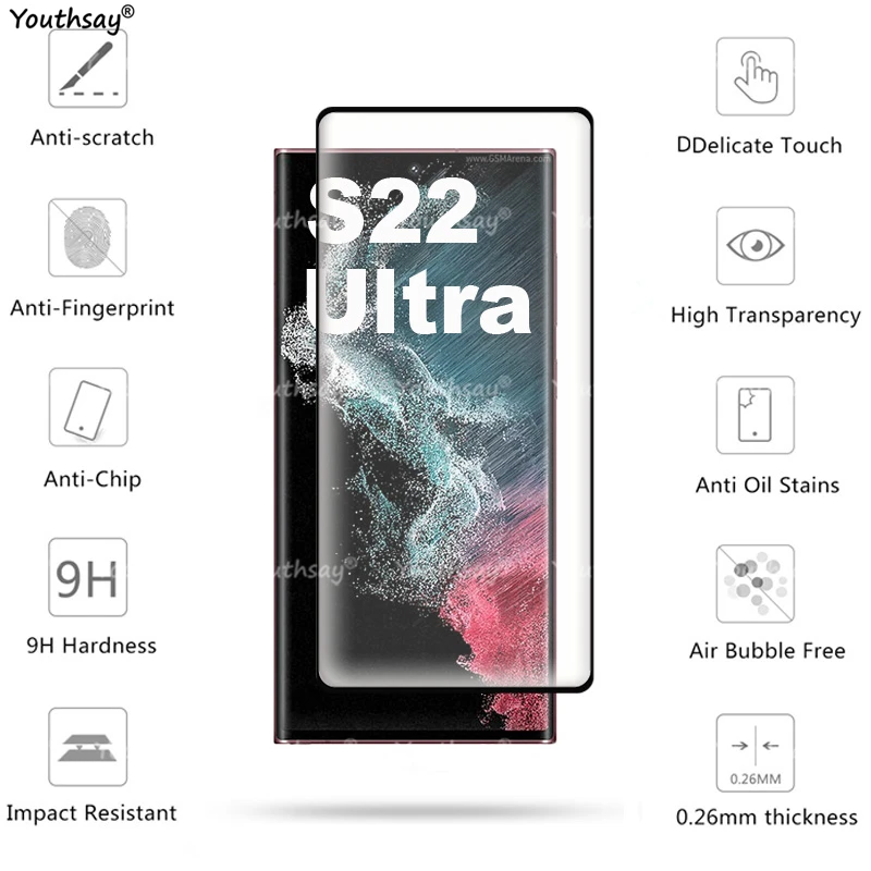 For Samsung Galaxy S22 Ultra Glass 3D Curved Screen Glass S22 Ultra S21 S20 Protective Film Samsung S22 Ultra Tempered Glass