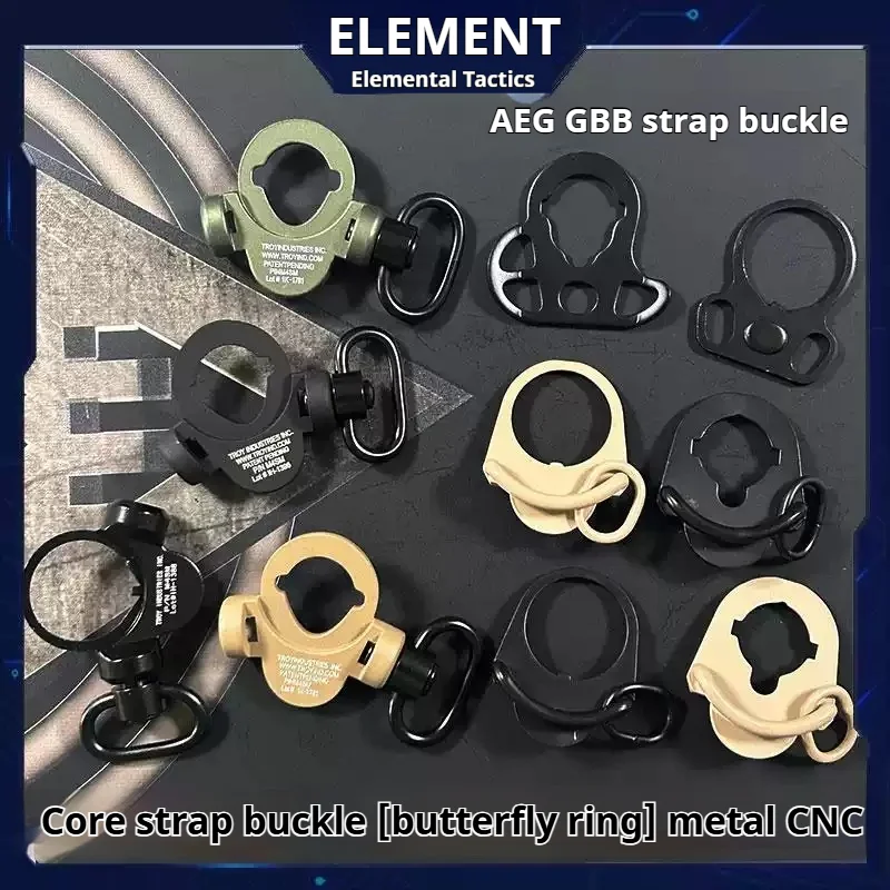 

Tactical Strap Mount Ring TROY Metal Trojan Butterfly Strap Ring Complete Set Black Buckle for JM Gen.8 / 9/10 / M4 / TTM / SLR