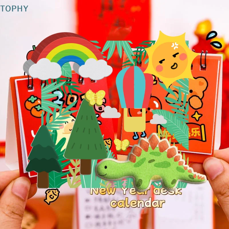 السنة الجديدة البسيطة الكرتون أجندة مكتبية /رزنامة مكتبية لطيف الأزياء التقويم المحمولة جيب التقويم الجدول الزمني سطح المكتب الديكور هدايا الطلاب